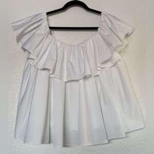 Alexander McQueen White Ruffle Off Shoulder Blouse Size IT44